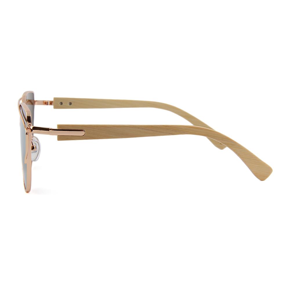 cat eye sunglasses with bamboo arms side shot
