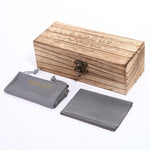 wooden box with cleaning cloth and soft bag for cat eye sunglasses