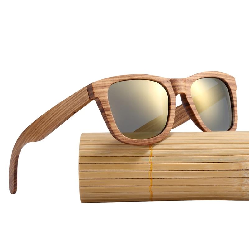Vintage Natural Zebra Wood Sunglasses with tea lenses on a bamboo roll
