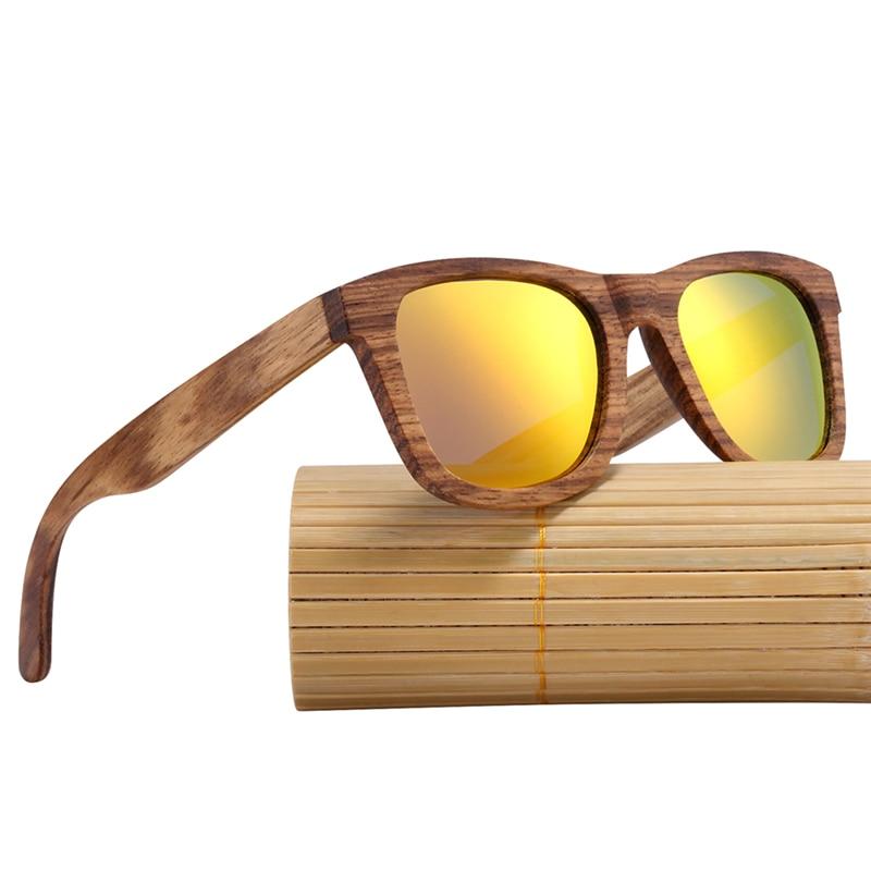 Vintage Natural Zebra Wood Sunglasses with orange lenses