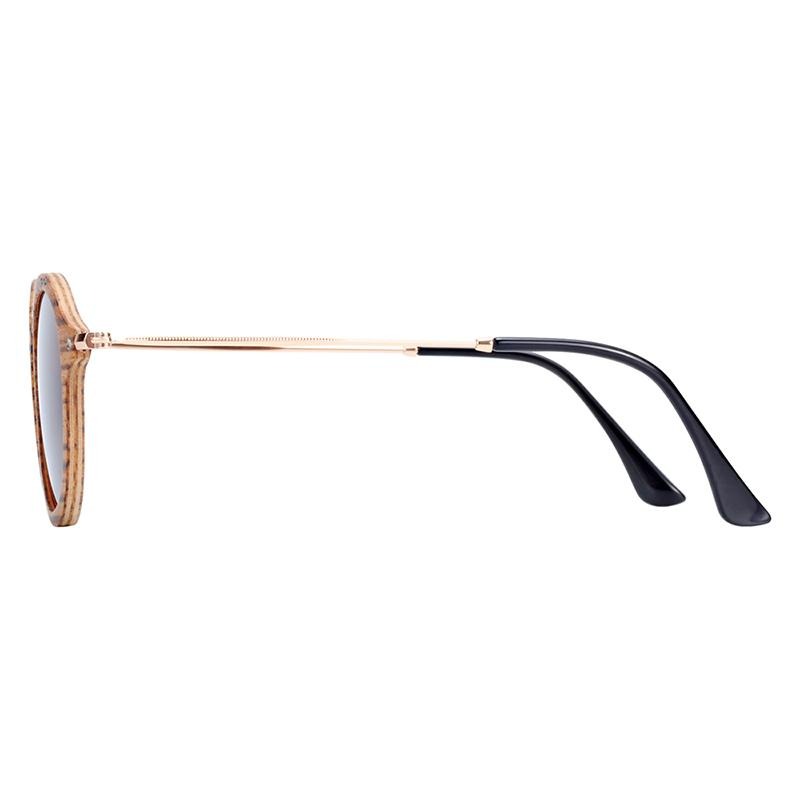 BARCUR Zebra Wood Sunglasses Handmade Round Sunglasses Men Polarized Eyewear with Box Free - Suneze.co.uk