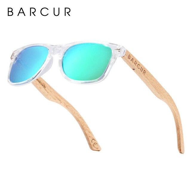 Children's polarized sunglasses with bamboo arms and green lenses