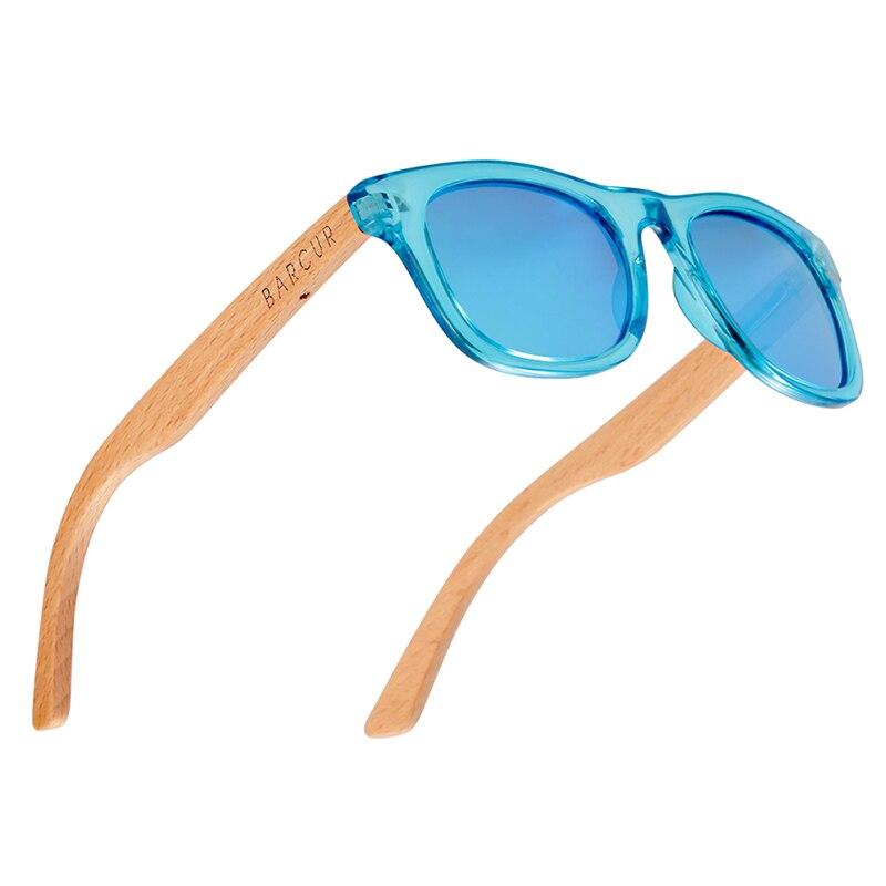 Polarised Wooden Children's Sunglasses with blue lenses 3/4 angle