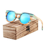Multicolour Round Wooden Sunglasses - Suneze.co.uk