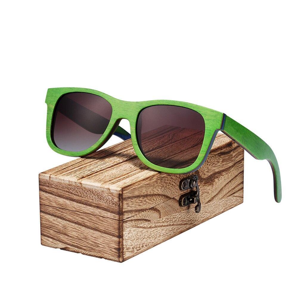 Green skateboard wood sunglasses