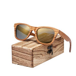 Vintage Natural Zebra Wood Sunglasses with tea lenses on free wooden box