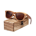 Vintage Natural Zebra Wood Sunglasses with tea lenses on free wooden box