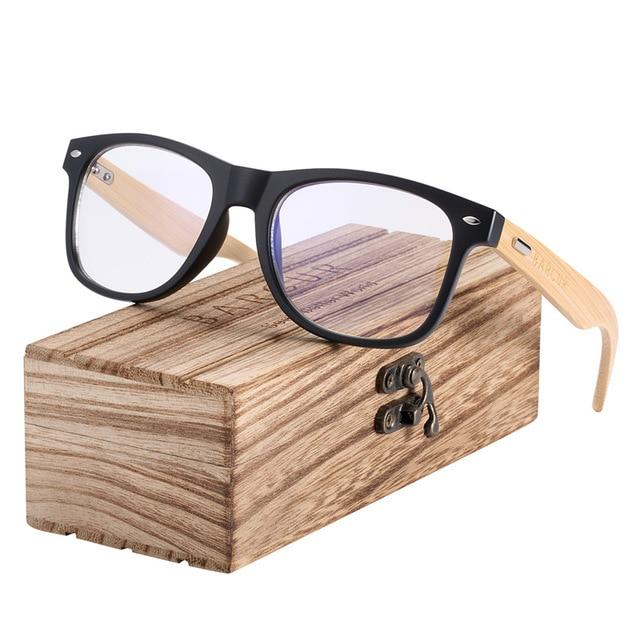 bamboo HD computer glasses with wooden box