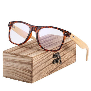 bamboo and turtle framed HD computer glasses with wooden box