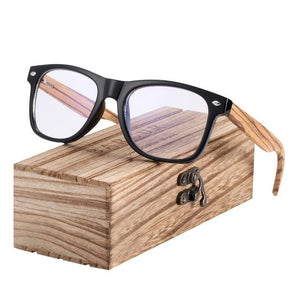 zebra HD computer glasses with wooden box