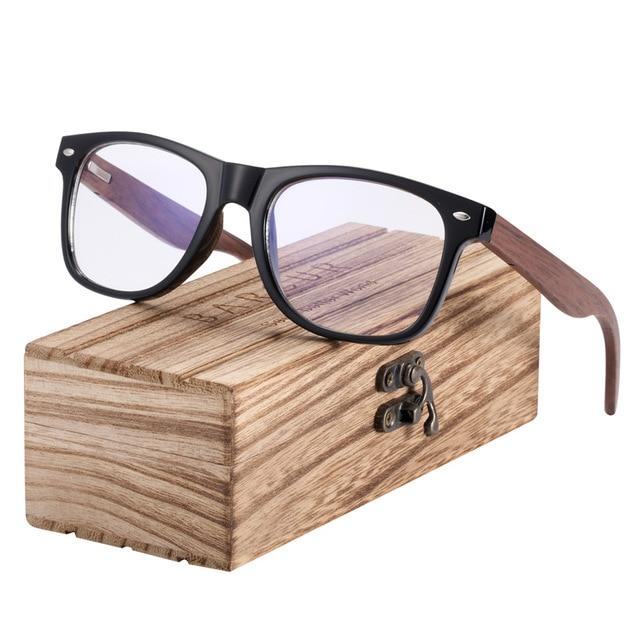 walnut HD computer glasses with wooden box